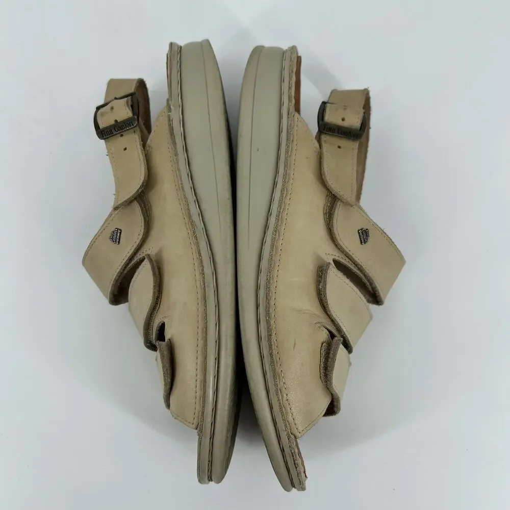 Finn Comfort Sylt Sandal EU 40 US 9 Rock Tan Leather Strappy Fisherman Germany